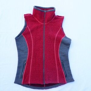 Kuhl Kozet Wool Blend Vest Womens Small Red Gray Full Zip Outdoor Outerwear